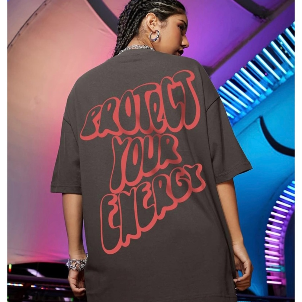 Graphic Tee with Bold Red Text